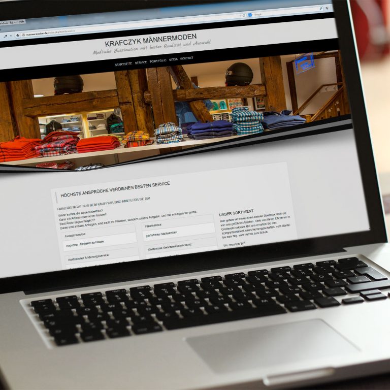 Internetseie Programmierung von Krfczyk Männermoden in Greifswald