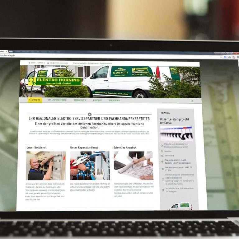 Webdesign für Elektro Horning Neubrandenburg